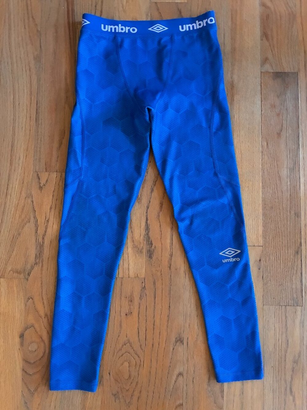 Umbro Blue Hex Print Compression Tights Leggings Medium 8/10